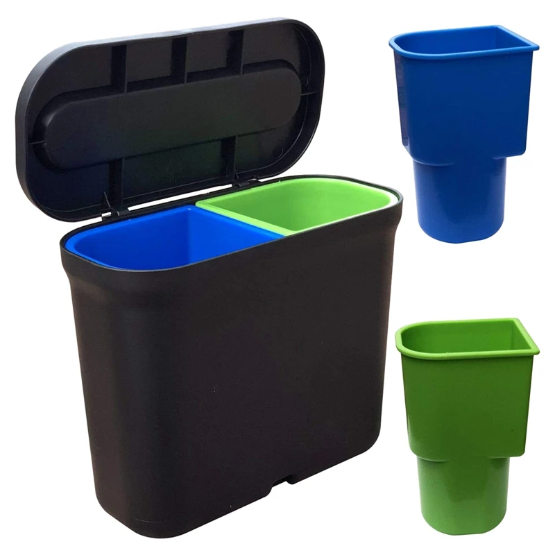 

Car Trash Can with Lid, Car Cup Holder Trash Can 3 in 1 Multi-Function Car Trash Bag Car Trash Can Mini Office Trash Can