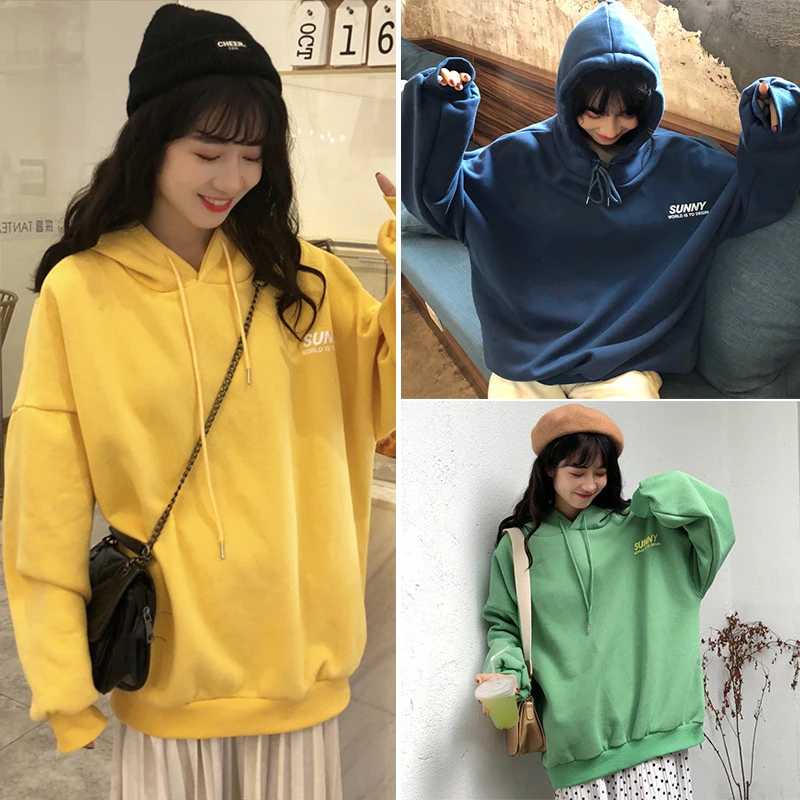 

Женский корейский топ с капюшоном и принтом