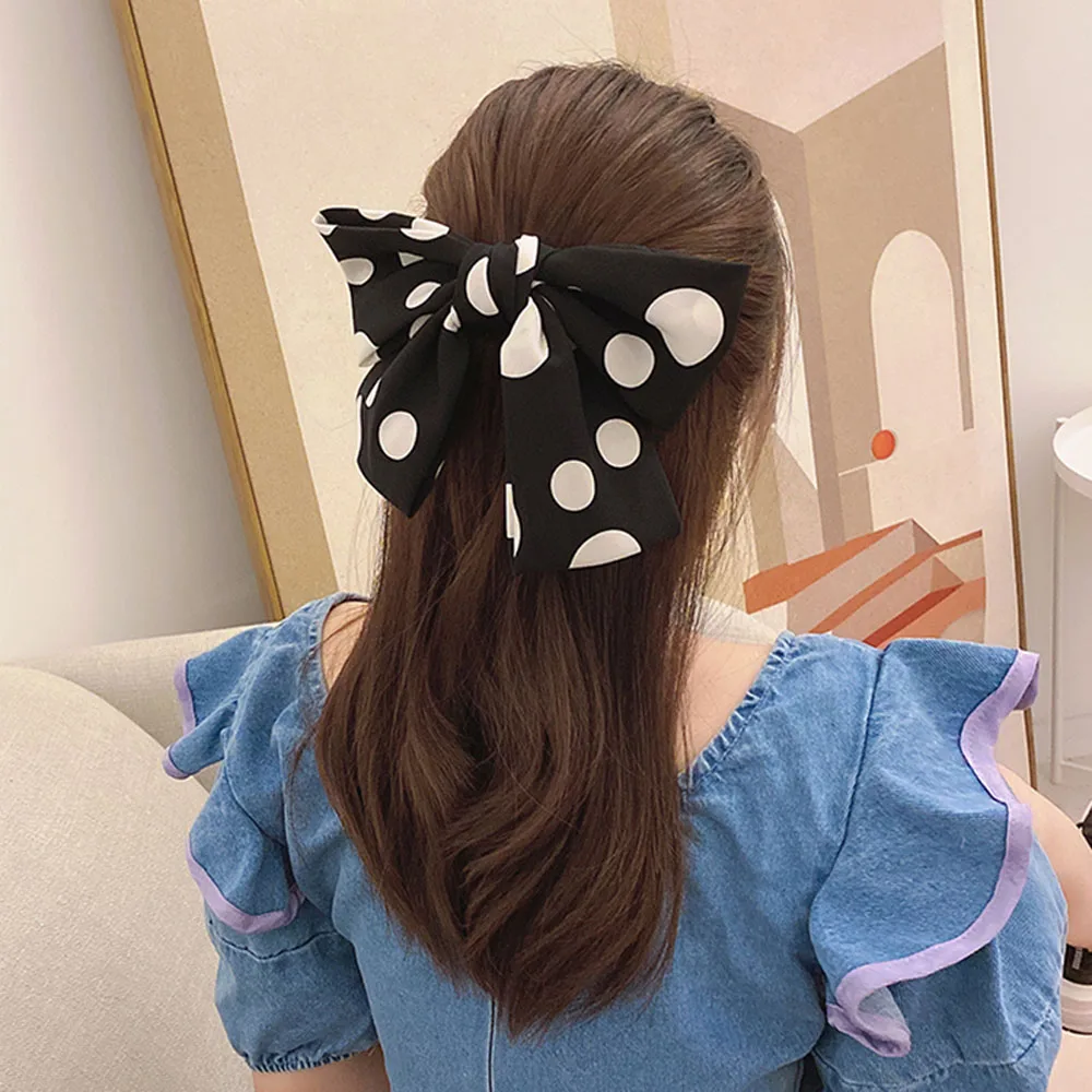 

Cute Dot Bowknot Hair Clips Girls Sweet Bow Knot Hairpins Barrettes Ponytail Clip Hair Accessories Cute Fashion Headwear