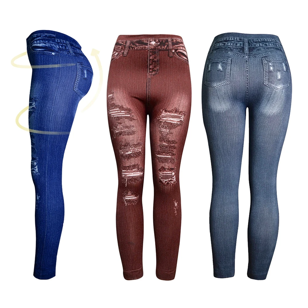 Женские джинсовые леггинсы с имитацией эластичности облегающие джинсы для