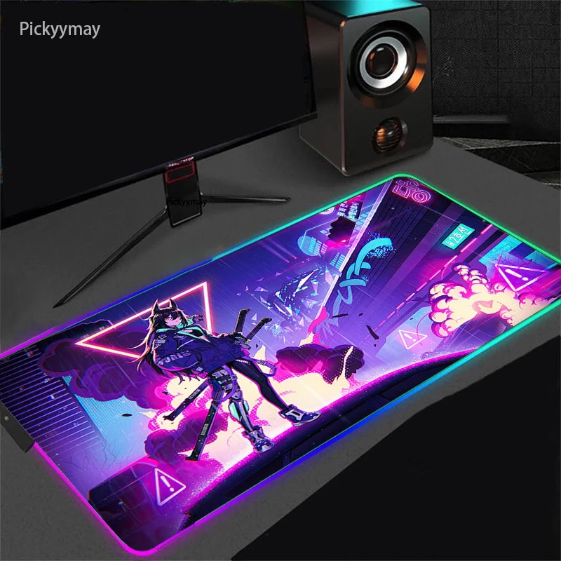 

Cyberpunk Mouse Pad RGB Gaming Computer Carpet Large Mouse Mat 90x40 Mousepad Gamer Rubber Desk Play Mat With Backlit CS GO LOL