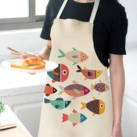 marine animal fish print apron baking accessories aprons for women kitchen cooking accessories kitchen apron mens cafe kitchen