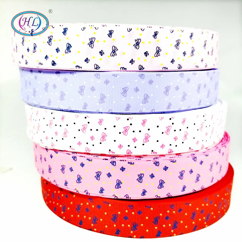 

HL 1" 5 meters/lot Butterfly Grosgrain Ribbons Apparel Sewing Accessories DIY Gift Box Packing Wedding Party Decorative