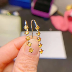 Natural Real Ctrine Earring Per Jewelry 3*3mm Gemstone 925 Sterling Silver Fine Jewelry