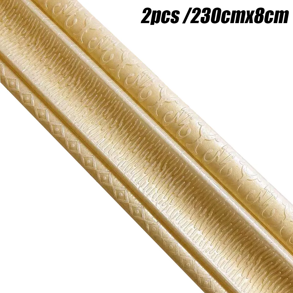 

2pcs Waterproof Se-lf-adhesive 3D Three-dimensional Baseboard Wall Sticker TV Background Wall Frame Edge Banding Foam Waist Line