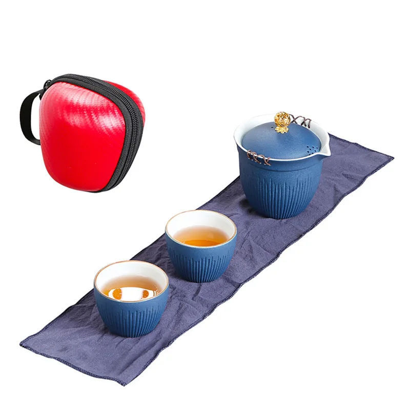 Business Hand Gift Portable Small Travel Tea Set Grab Teapot One Pot Two Cups Storage Ceramic Cool Designer Teaware | Дом и сад