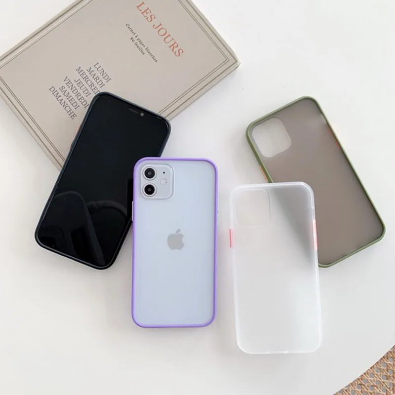 

For iPhone 12 11 11Pro Max Mint Hybrid Color Matte Bumper Case iPhone XR XS Max 6S 8 7 Plus Shockproof Soft Silicone Clear Cover