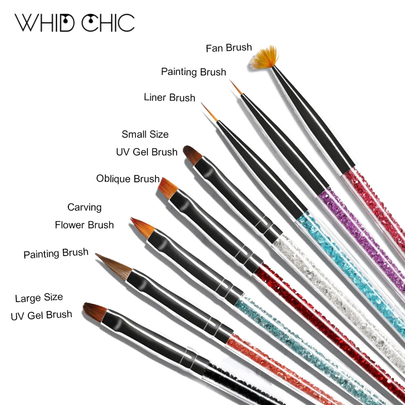 WHID CHIC Nail Лайнер для рисования Brush ручки ногтей Стразы нейлоновые волосы акриловая