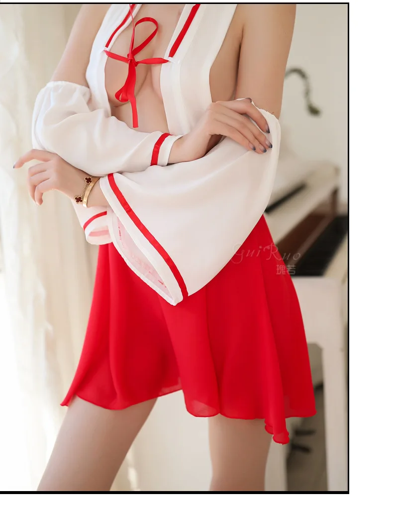 Cartoon Open Cup Bra Kimono Cute Lingerie Exotic Apparel Christmas Lingerie Sexy Set Witch Dress Exposed Back Anime Lingerie