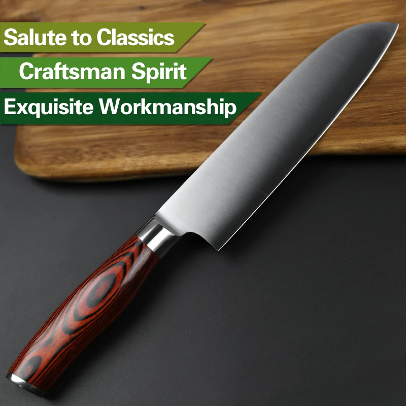 XINZUO 7-дюймовый нож Santoku 3-слойный кухонный из 440C стали высококачественный японский