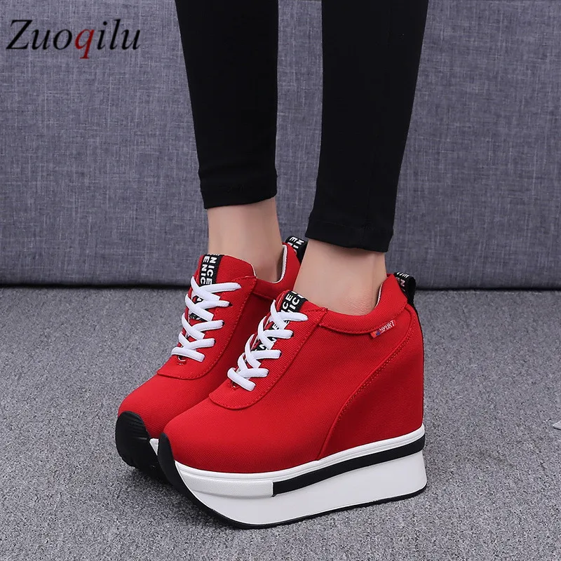 Туфли женские на платформе парусиновые туфли танкетке увеличивающие рост