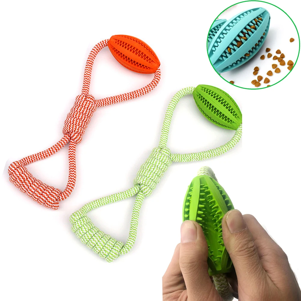

Dog Molar Leakage Food Ball Bite Resistant Rubber Cotton Rope Knot Pet Interactive Chew Toy Puppy Cleaning Teeth Biting Toys