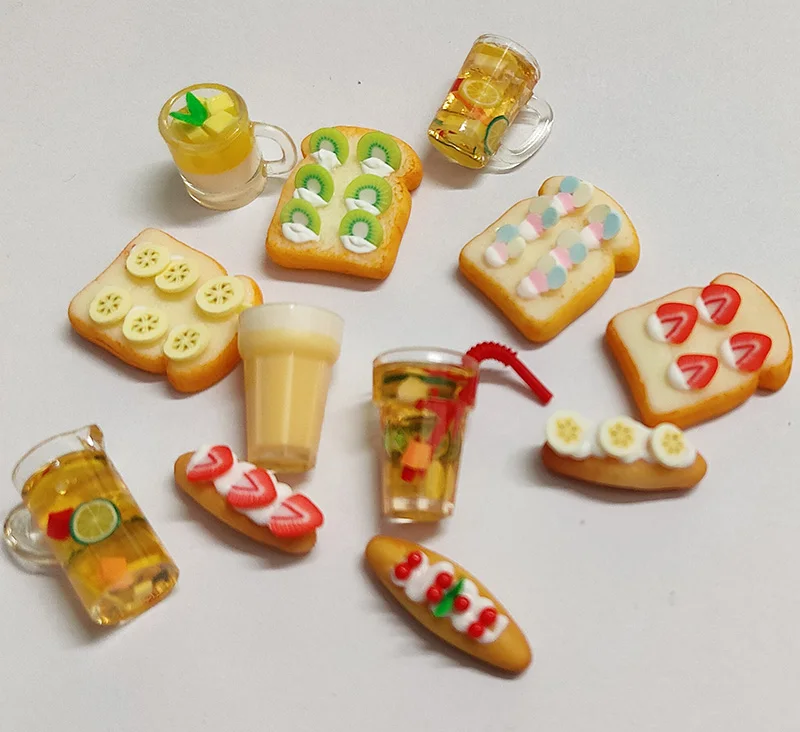 1/12 Scale Miniature Dollhouse Food Mini Orange Juice Drink Bread snack cake Play for Barbies Blyth Doll Kitchen Accessorie | Игрушки и