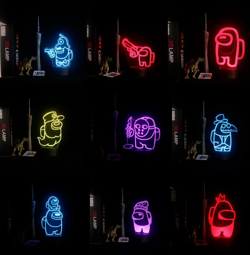 

Hot Game Among Us Anime Figure Manga Night Light 3D Acrylic 16 Color Remote Control Lamp for Bedroom Decor LED Light Kids Gift