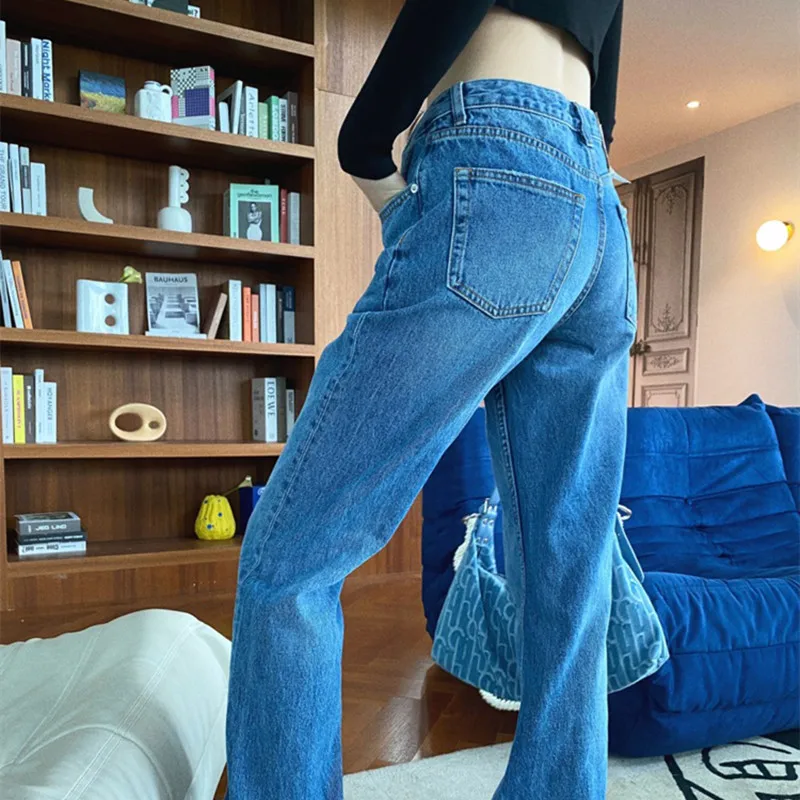 

Woman Jeans High Waist Clothes Wide Leg Denim Clothing Blue Streetwear Vintage Quality 2021 Fashion Harajuku Straight Pants