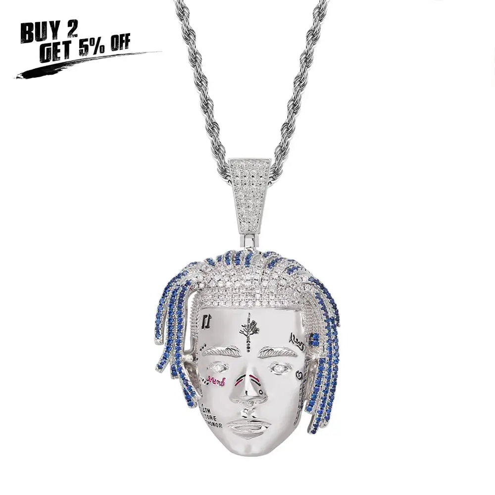 Модные кубический циркон льдом цепь золотая XXXTentacion кулон ожерелье в стиле