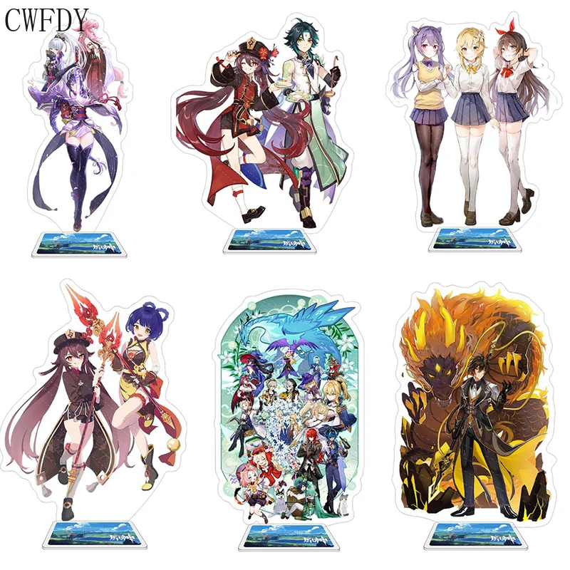 

Anime Figure Genshin Impact Zhongli Diluc Venti Klee Keqing Qiqi Acrylic Stand Model Plate Desk Decor Standing Sign Fans Props