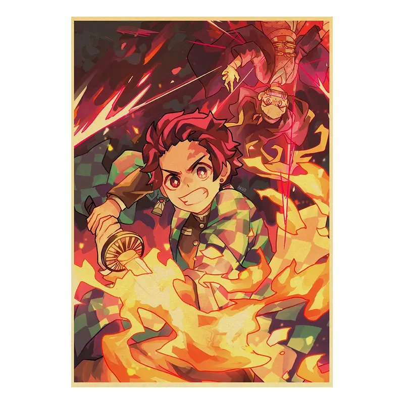 

Demon Slayer Retro Anime Posters And Prints Classic Japanese Animation HD TV Superhero Home Bedroom Decoration Wall Art Pictures