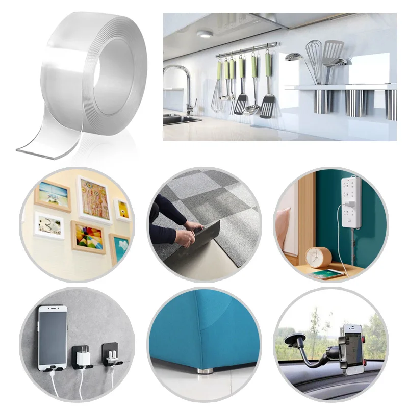 Двухсторонняя нано-волшебная лента прозрачная клейкая нано-наклейка бесследный