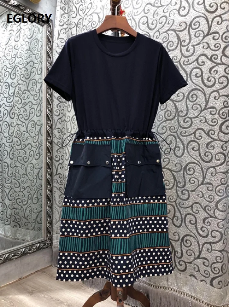 

2020 осеннее модное стильное платье высокого качества, женское повседневное хлопковое платье в горошек с завязками на талии и коротким рукав...