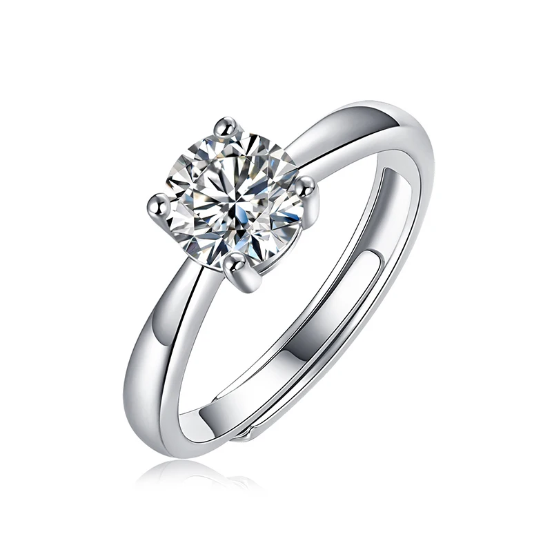 

Trendy 0.5-1ct D Color Moissanite Engagement Ring for Women Fine Jewelry 925 Silver VVS Moissanite Adjustable Ring Anniversary