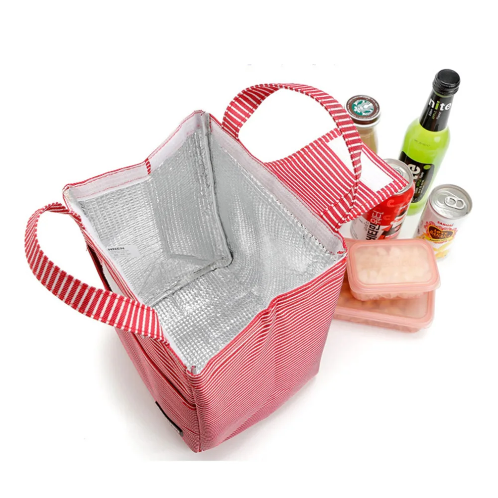 

Bolsa Termica Lunch Bag Stripe Waterproof Lunch Box Office School Tote Bag Picnic Cooler Bag Women Storage Insulated Food Bag