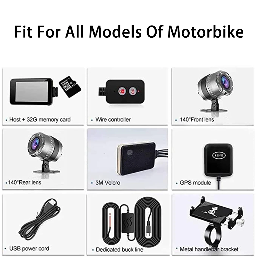 Лучшая мотоциклетная камера видеорегистратор для мотоцикла 1080P с двумя