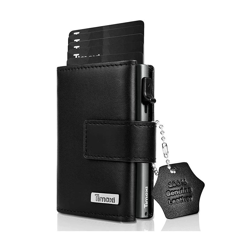 credit card case mini wallet with zip coin purse men rfid protection genuine leather card wallet small aluminum card holder free global shipping