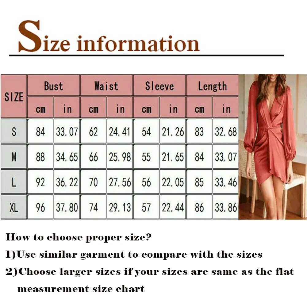

Women's Bodycon Evening Party Dress OL Ladies Deep V Neck Long Sleeve Casual Solid Beach Loose Short Mini Dress