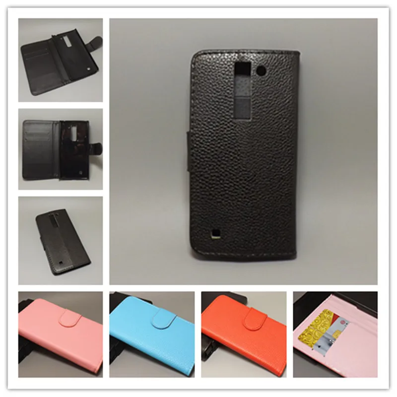 Для LG Magna C90 H520N H502F H500F Личи Текстура Кожаный чехол Чехол Флип кейс с 2 держатель для