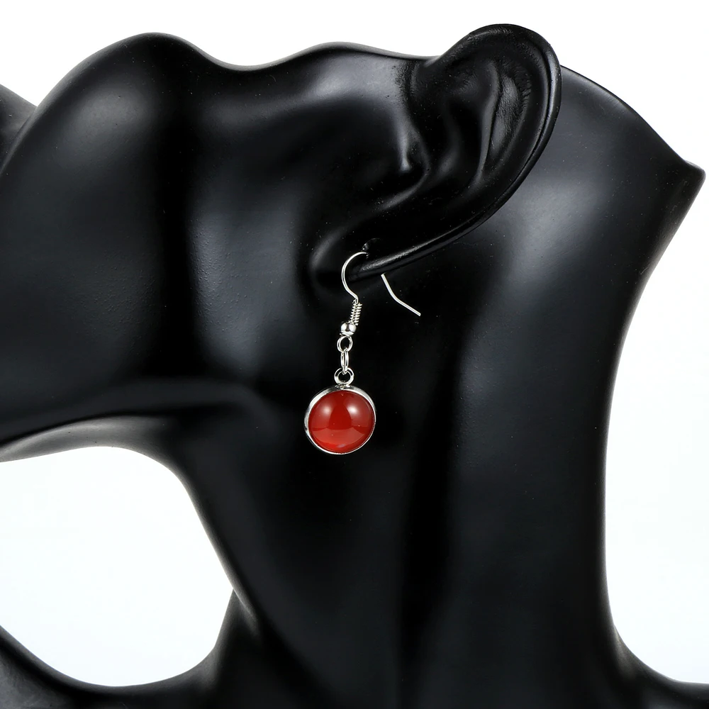 Женские Висячие серьги с натуральным камнем 12 мм маленькие круглые опалом и