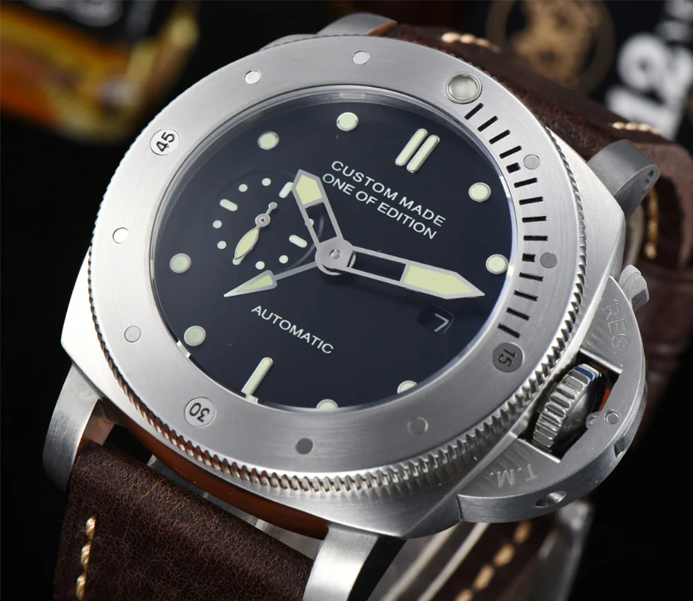47 мм GMT часы механический автоматический механизм 316L нержавеющая сталь PVD