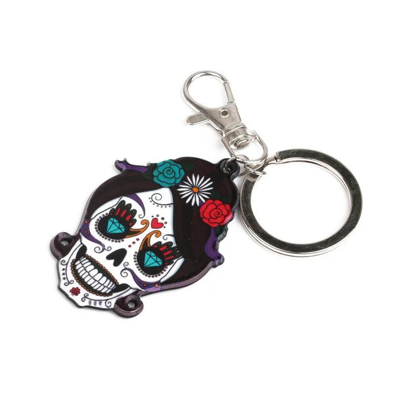 Calavera сахарно-сладкий череп брелок для ключей празднование Хэллоуина акриловый