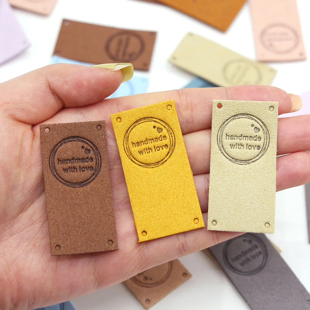 20Pcs Labels Tags Handmade Label Leather For Knitting Hats Hand Made With Love Sewing Accessories Gift Decor 2.5x5CM | Дом и сад