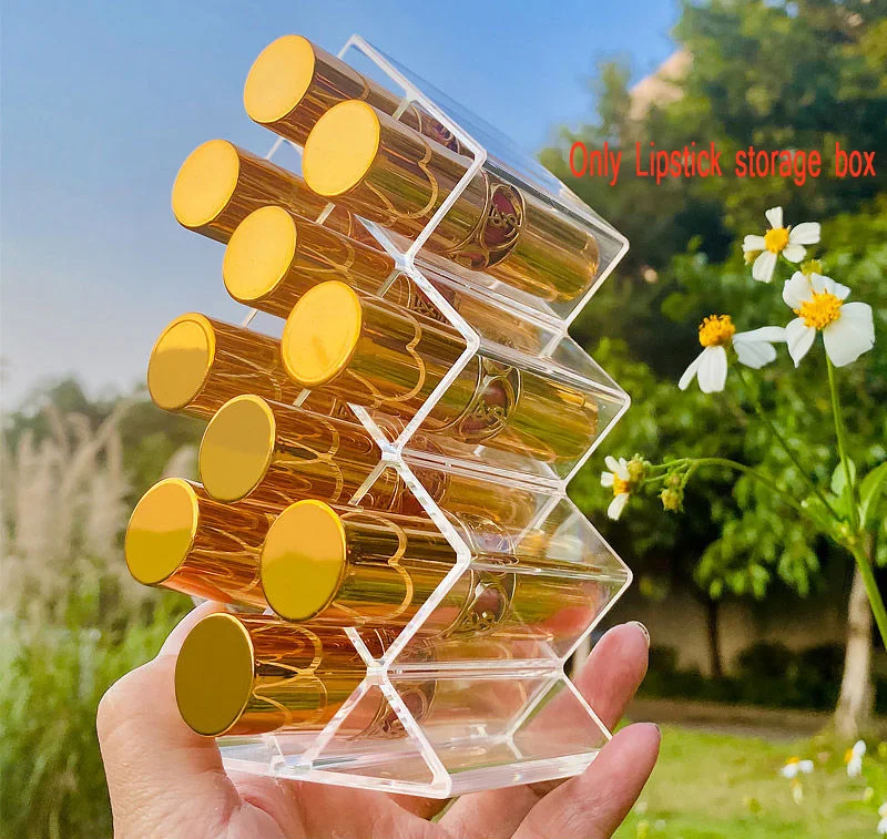 

10 Grids Lipstick Storage Box Cosmetic Jewelry Box Case Lipstick Display Stand Make Up Organizer Makeup Organizer Storage Case