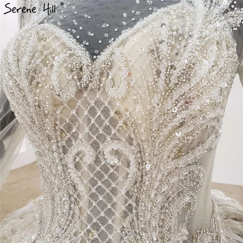 Роскошное Свадебное платье с высоким воротом 2021 расшитое бисером блестками