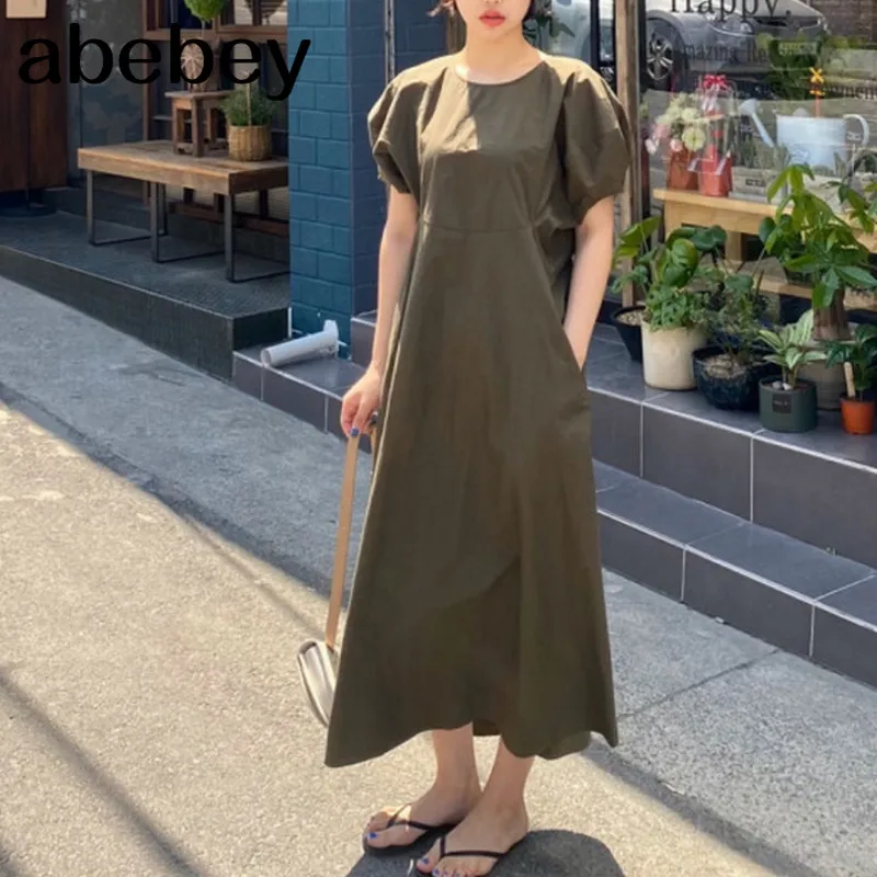 

Женское платье-пуловер с круглым вырезом, свободное однотонное платье трапециевидной формы с высокой талией и коротким рукавом, офисное пл...