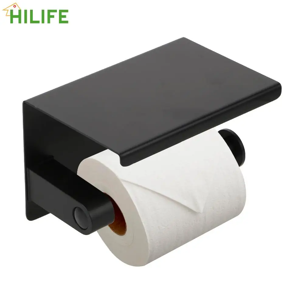 

Toilet Paper Holder Toilet Roll Holder Bathroom Accessories Stainless Steel Phone Storage Shelf Wall Mounted