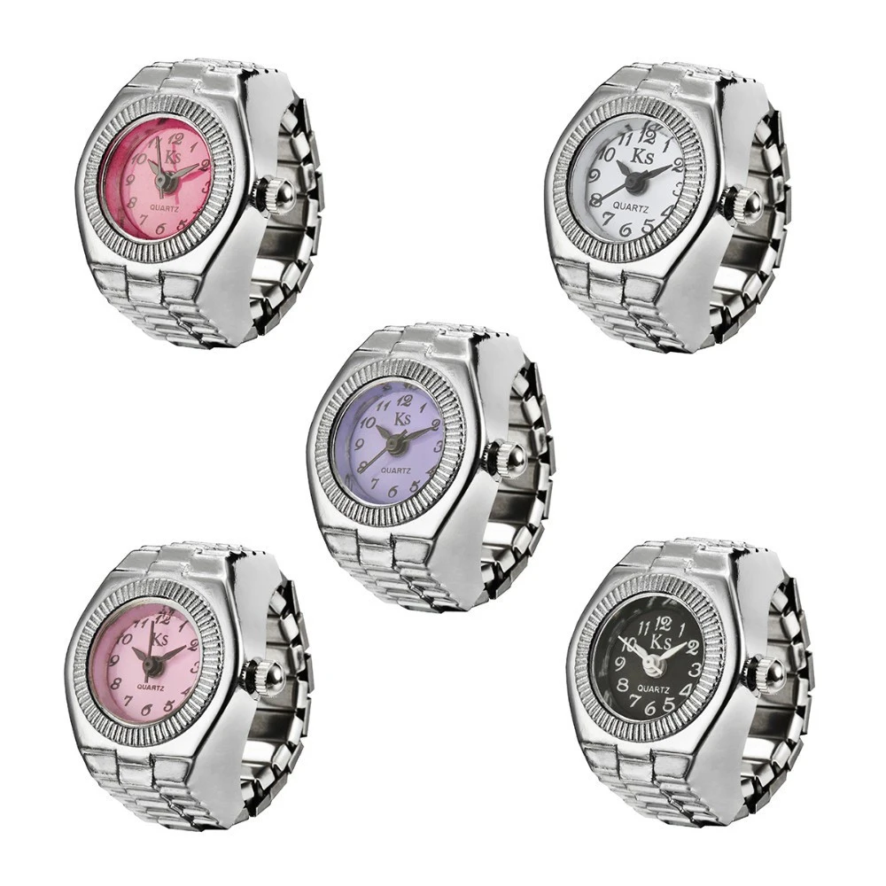 Часы наручные anillos мини в стиле панк креативные эластичные кварцевые с кольцом на