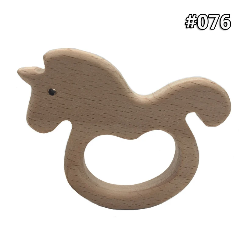 wood teether 076 Мультфильм Дерево Прорезыватель чистый натуральный животные в форме детские зубные кольца для детей бук Прорезыватель девочка DIY кулон игрушки для новорожденных подарок - Цвет: wood teether 076