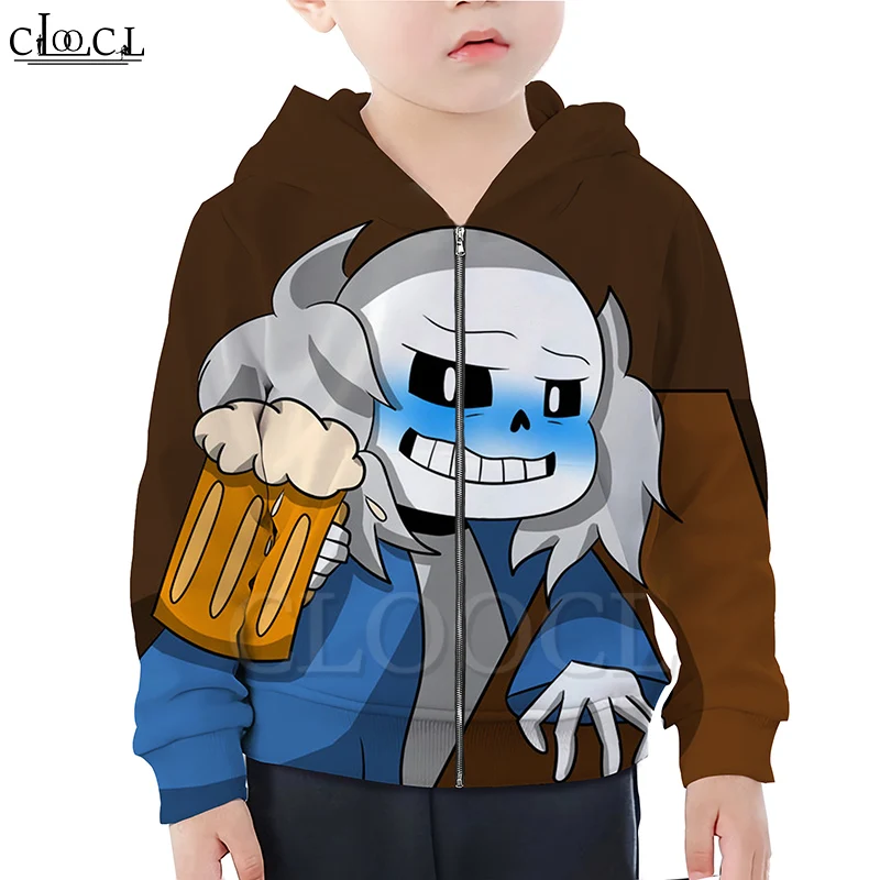 CLOOCL Game Undertale Sans/худи на молнии для мальчиков и девочек с 3D принтом Детская одежда