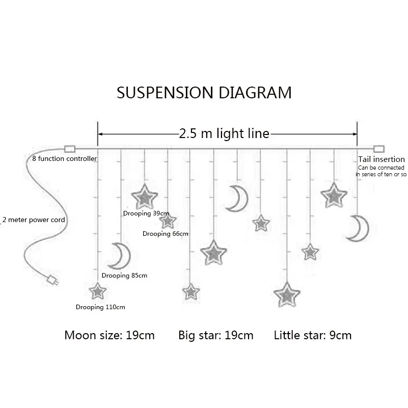 

Christmas Lights Moon Star Lamp LED Lamp String Decoration Holiday Lights