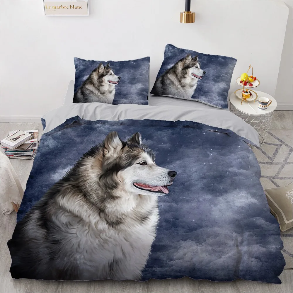 

Animal Beddings Custom Design 3D Wolf Quilt Cover Sets Black Comforther Covers Pillow Shams 200*230cm Full Twin Double King Size