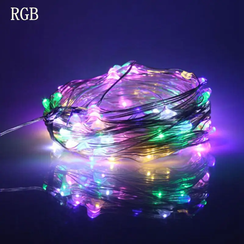 RGB Водонепроницаемый светодиодный фея гирлянды 10/20 Вт, 30 Вт, 50 м с пультом дистанционного управления и адаптер питания для приготовления пищи на воздухе Новогоднее украшение для свадьбы - Испускаемый цвет: RGB