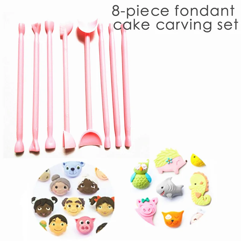 

8PCS Fondant Cake Carving Tools Eye Mold Sugarcraft Plastic Fondant Cutter Cake Decorating Mould Wrinkle Printing Mould