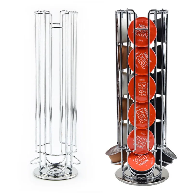 

2019 Band Coffee Pods Holder Iron Chrome Plating Stand Coffee Capsule Storage Rack Dolce Gusto Shelf Storage Stand Rack
