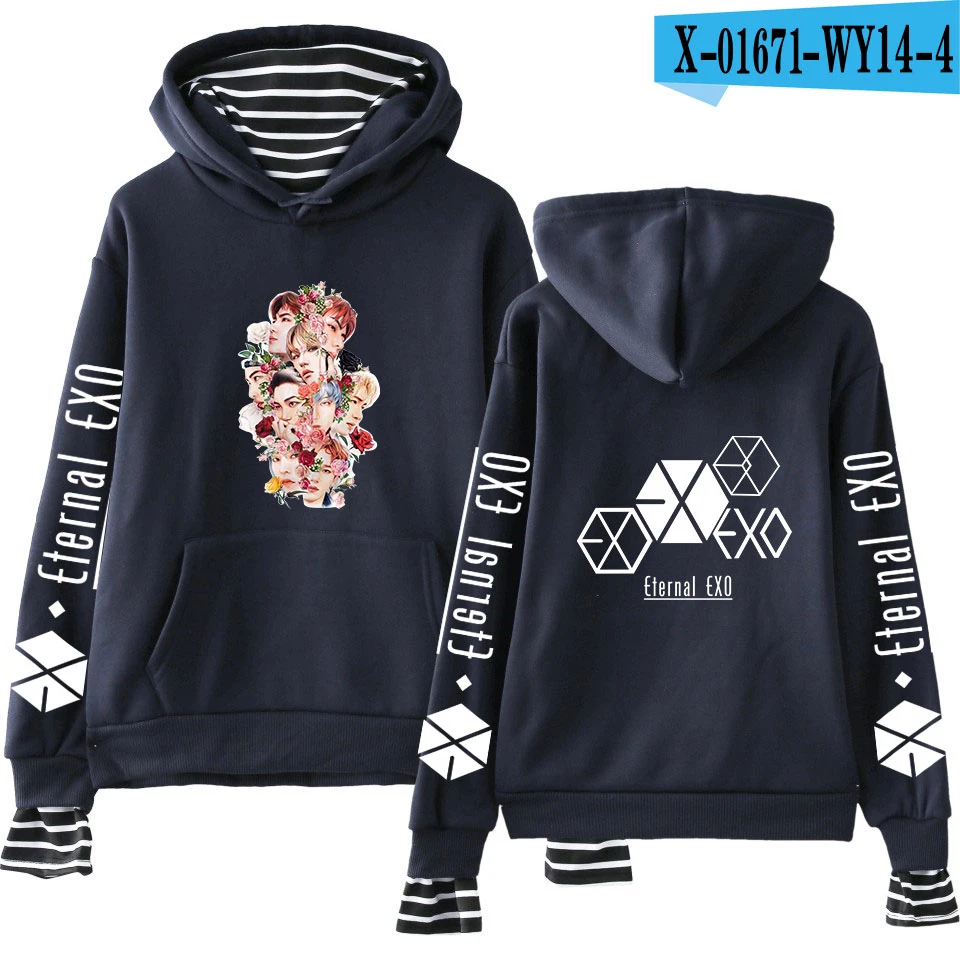 P EXO PLANET#5 толстовки KPOP хлопковые водолазки негабаритный свитер с капюшоном для женщин EXO PLANET#5 толстовки moletom плюс размер - Цвет: P