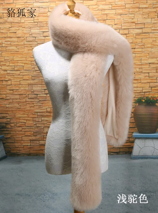 Faux Fox Fur Scarf Long Collar Female Winter Raccoon Hat Fake Shawl Cloak | Wedding Jackets / Wrap