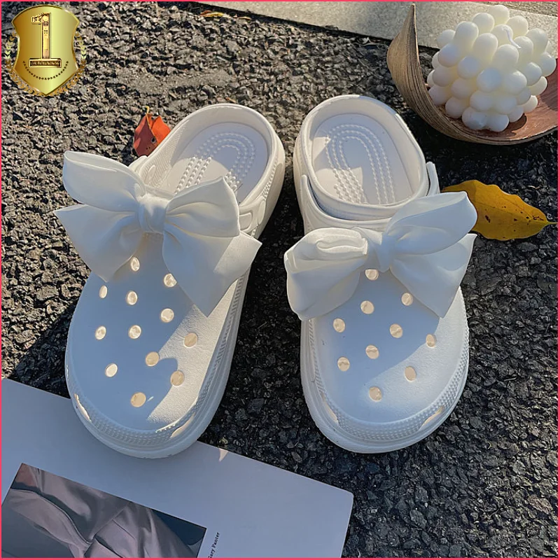 

Cute Silk Bowtie Croc Charms Designer DIY Shoes Party Decaration Accessorie Jibb for CROC Clogs Hello Kids Boy Women Girls Gifts
