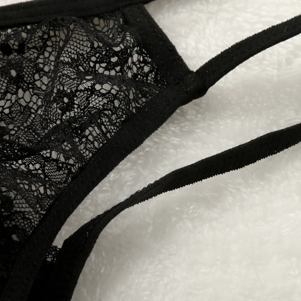 Кружевной ажурный комплект с бюстгальтером сексуальное нижнее белье черный